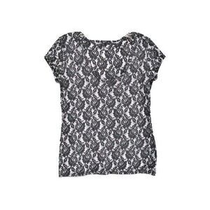 New York and Co Women's M Fitted Knit Top T Shirt Blouse Black and Grey